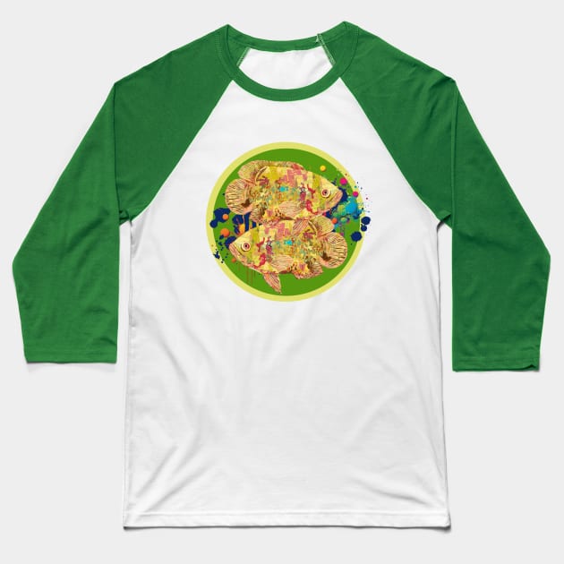 Arty Albino Oscar Fish Baseball T-Shirt by Gina's Pet Store